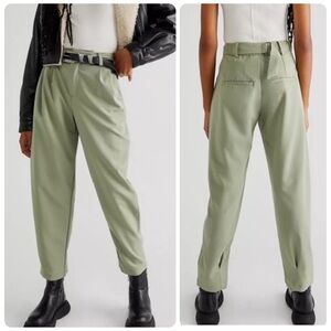 Free People Zoey Tapered Trousers Green Pants Office Business Casual 14